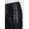 Black tapered lambskin trousers