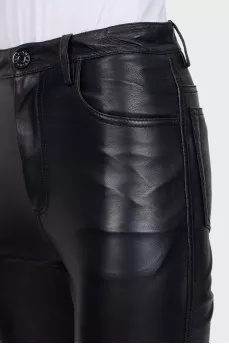 Black tapered lambskin trousers