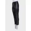 Black tapered lambskin trousers
