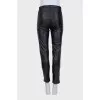 Black tapered lambskin trousers