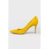 Mustard suede pumps