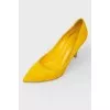 Mustard suede pumps