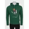 Men's green hoodie with print