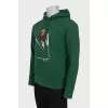 Men's green hoodie with print