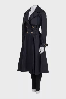 Blue fitted coat with gold hardware