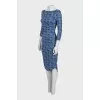 Fitted blue dress with print
