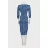 Fitted blue dress with print