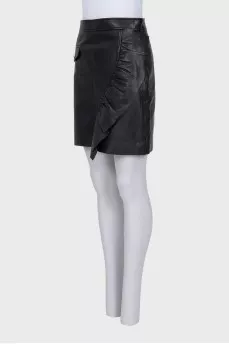 Black leather skirt with frill
