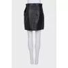 Black leather skirt with frill