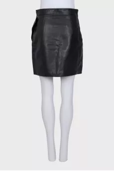 Black leather skirt with frill