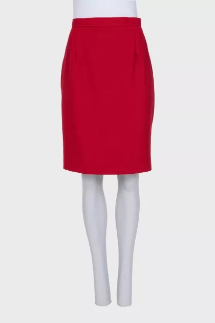 Red wool pencil skirt