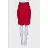Red wool pencil skirt
