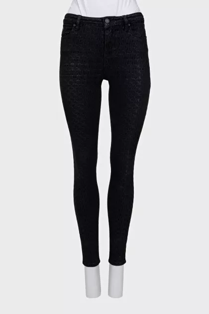 Чорні джинси skinny fit із замшевими вставками
