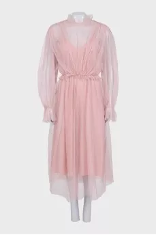 Pink dress with ruffled cuffs