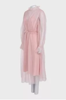 Pink dress with ruffled cuffs