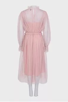 Pink dress with ruffled cuffs