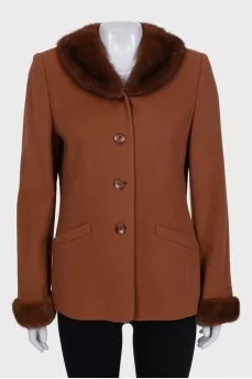 Vintage cropped coat with fur