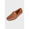 Leather loafers with gold hardware