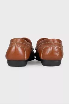 Leather loafers with gold hardware