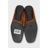 Leather loafers with gold hardware