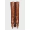 Brown boots with embossing