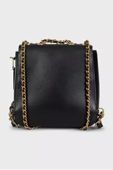 Leather backpack with twist lock