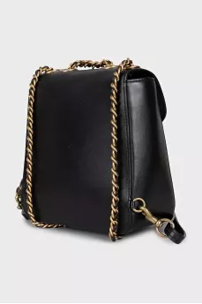 Leather backpack with twist lock