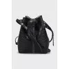 Embossed leather bucket bag