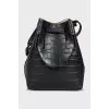 Embossed leather bucket bag