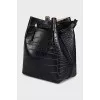 Embossed leather bucket bag