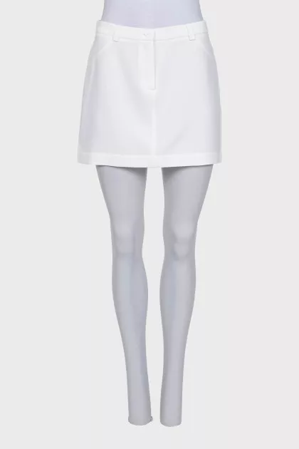 White straight-cut mini skirt