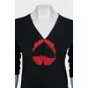 Black T-shirt with 3/4 sleeves