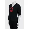 Black T-shirt with 3/4 sleeves