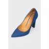 Blue matte leather heels 