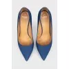 Blue matte leather heels 