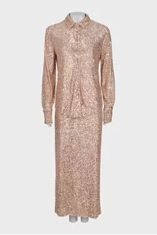 Pink suit decorated with sequins