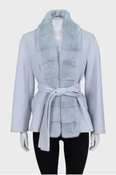 Short blue wool coat
