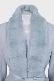 Short blue wool coat