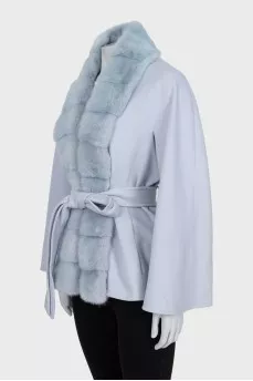 Short blue wool coat