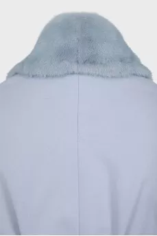 Short blue wool coat