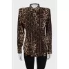 Fitted silk blouse with animal print