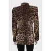 Fitted silk blouse with animal print