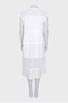 White straight-cut dress with perforations
