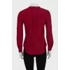 Red fitted button-down blouse