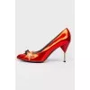 Glossy red stiletto heels