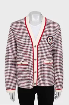 Белый твидовый кардиган