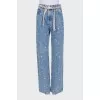 Blue jeans with a distressed effect