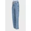 Blue jeans with a distressed effect