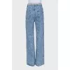 Blue jeans with a distressed effect