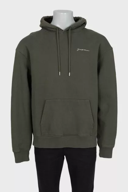 Men's green hoodie with embroidered logo